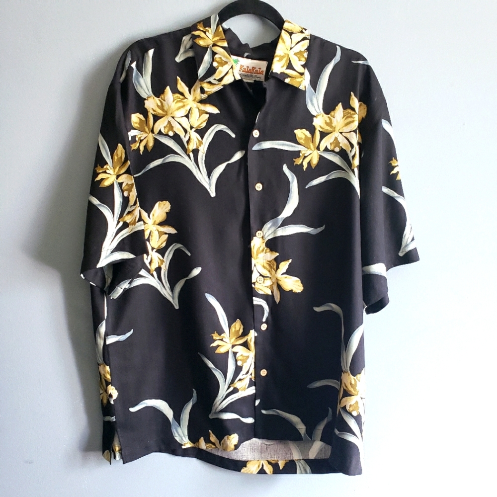 KulaKula Tropical Men's Silk Shirt L